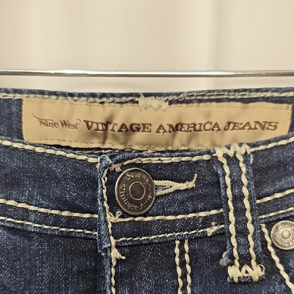 Nine West "Vintage America Jeans" Dark Indigo Women's Mid Rise Boot Cut Jeans - Picture 3 of 6